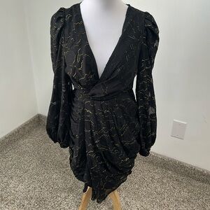 😊 A Peach Rouched Semi Sheer Long Sleeve Dress